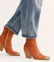 Free People Brayden Leather Metal Toe Tip Western Booties