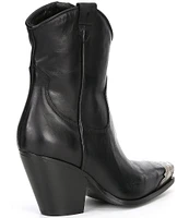 Free People Brayden Leather Metal Toe Tip Western Booties