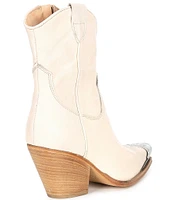 Free People Brayden Leather Metal Toe Tip Western Booties