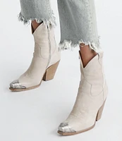 Free People Brayden Leather Metal Toe Tip Western Booties