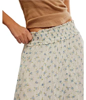 Free People Brynn Printed Mid Rise Tiered Ruffle Maxi Skirt