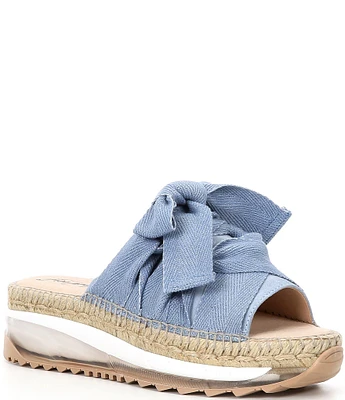 Free People Chapmin Suede Sport Bow Espadrille Platform Slide Sandals