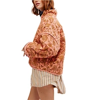 Free People Chloe Floral Print Collar Long Sleeve Quilt Jacket