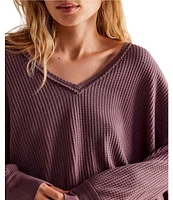 Free People Coraline Waffle Knit V-Neck Long Sleeve Thermal