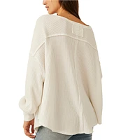 Free People Coraline Waffle Knit V-Neck Long Sleeve Thermal