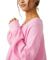 Free People Coraline Waffle Knit V-Neck Long Sleeve Thermal