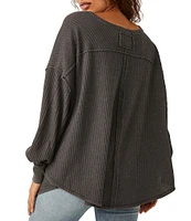 Free People Coraline Waffle Knit V-Neck Long Sleeve Thermal