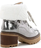 Free People Cozy Jasper Faux Shearling Metallic Leather Hiker Booties