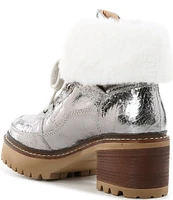 Free People Cozy Jasper Faux Shearling Metallic Leather Hiker Booties