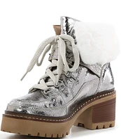 Free People Cozy Jasper Faux Shearling Metallic Leather Hiker Booties