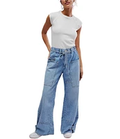 Free People CRVY Outlaw Wide Leg Mid Rise Jeans