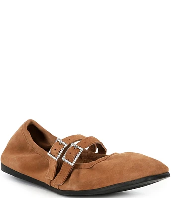 Free People Crystal Gemini Suede Buckle Strap Flats