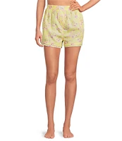 Free People Day To Day Floral Woven High Rise Boxer Shorts