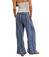 Free People Days End Striped Linen Wide Leg Pants