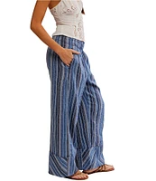 Free People Days End Striped Linen Wide Leg Pants