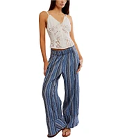 Free People Days End Striped Linen Wide Leg Pants