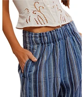 Free People Days End Striped Linen Wide Leg Pants