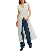 Free People Desert Dazed Ruffle V-Neck Cap Sleeve Tiered Hem Button-Front Midi Dress