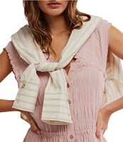 Free People Desert Dazed Ruffle V-Neck Cap Sleeve Tiered Hem Button-Front Midi Dress
