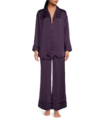 Free People Dreamy Days Solid Lightweight Satin Oversized Pajama Set