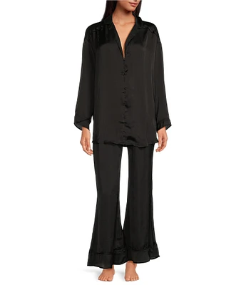 Free People Dreamy Days Solid Lightweight Satin Oversized Pajama Set