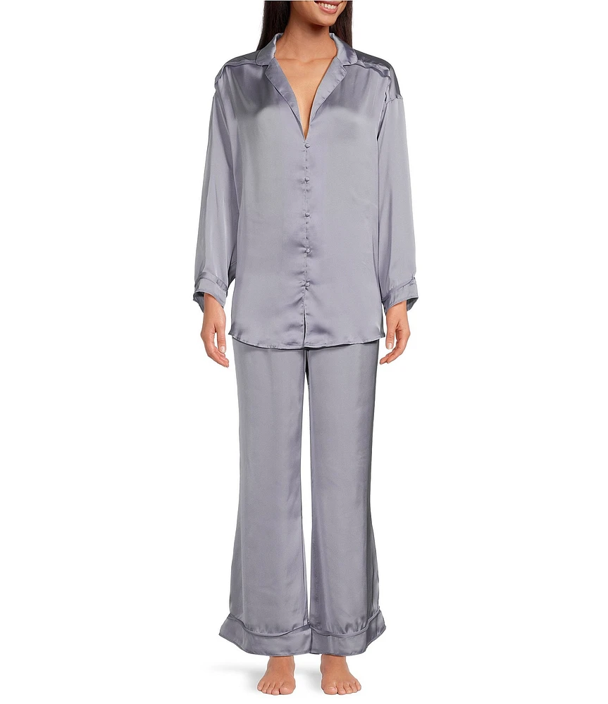 Free People Dreamy Days Solid Lightweight Satin Oversized Pajama Set