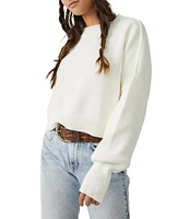 Free People Easy Street Mock Neck Long Sleeve Crop Pullover Sweater