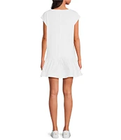 Free People Enya Crew Neck Cap Sleeve Gathered Mini Dress
