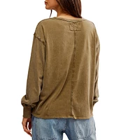 Free People Fade Into You Scoop Neck Long Sleeve Front Pocket Tee Shirt