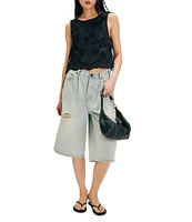 Free People Faded Gardens Floral Embroidery Scoop Neck Sleeveless Adjustable Side Tie Top