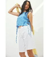 Free People Faded Gardens Floral Embroidery Scoop Neck Sleeveless Adjustable Side Tie Top