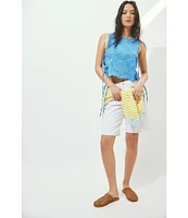 Free People Faded Gardens Floral Embroidery Scoop Neck Sleeveless Adjustable Side Tie Top