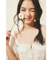 Free People Falling Sun Square Neck Short Puff Sleeve Tiered Midi Dress