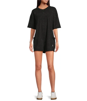 Free People FP Movement Hot Shot Crew Neck Short Sleeve Oversized Patch Pocket V Back Tee Romper