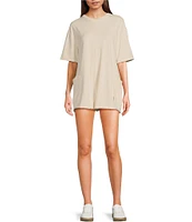 Free People FP Movement Hot Shot Crew Neck Short Sleeve Oversized Patch Pocket V Back Tee Romper