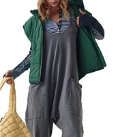 Free People FP Movement Sleeveless Scoop Neck Ankle Length Patch Pocket Hot Shot Onesie
