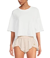 Free People FP Movement Crew Neck Short Sleeve Inspire Oversized Boxy Cropped Shirt