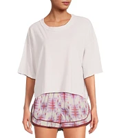 Free People FP Movement Crew Neck Short Sleeve Inspire Oversized Boxy Cropped Shirt