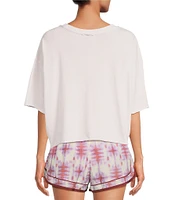 Free People FP Movement Crew Neck Short Sleeve Inspire Oversized Boxy Cropped Shirt