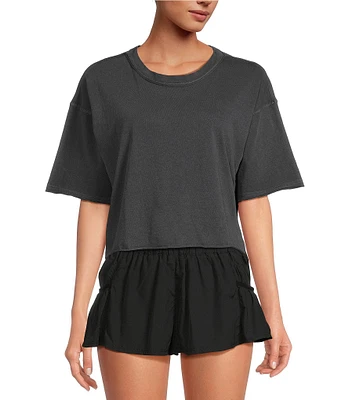 Free People FP Movement Crew Neck Short Sleeve Inspire Oversized Boxy Cropped Shirt