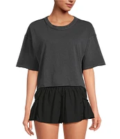 Free People FP Movement Crew Neck Short Sleeve Inspire Oversized Boxy Cropped Shirt