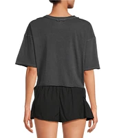 Free People FP Movement Crew Neck Short Sleeve Inspire Oversized Boxy Cropped Shirt