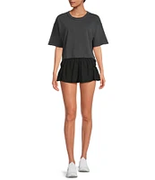 Free People FP Movement Crew Neck Short Sleeve Inspire Oversized Boxy Cropped Shirt