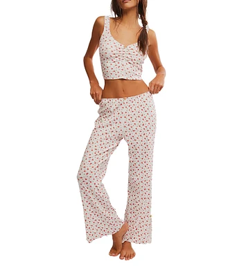 Free People Fresh In Love Ditsy Floral Pointelle Knit Lounge Set