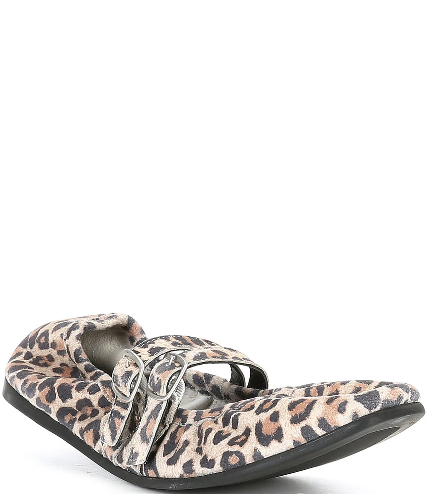 Free People Gemini Suede Leopard Print Buckle Ballet Flats