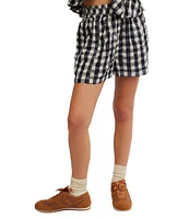 Free People Get Free Seersucker Gingham Coordinating Pull-On Shorts