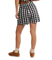 Free People Get Free Seersucker Gingham Coordinating Pull-On Shorts