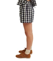 Free People Get Free Seersucker Gingham Coordinating Pull-On Shorts
