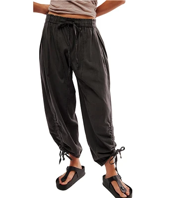 Free People Hadley Poplin Mid Rise Tie Front Drawstring Parachute Ankle Pant
