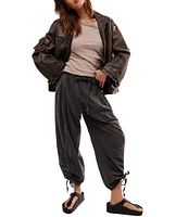 Free People Hadley Poplin Mid Rise Tie Front Drawstring Parachute Ankle Pant
